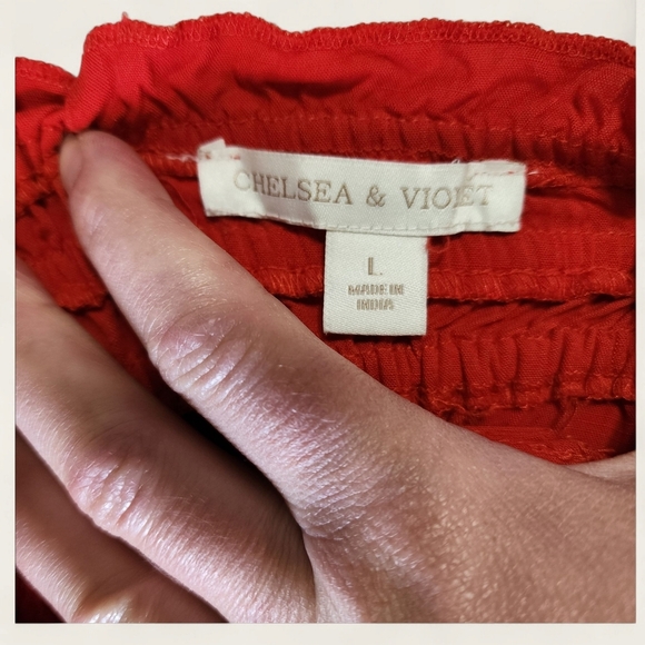 Chelsea & Violet Red Ruffle Crop Top Button Front Spaghetti Strap Large - Picture 2 of 5